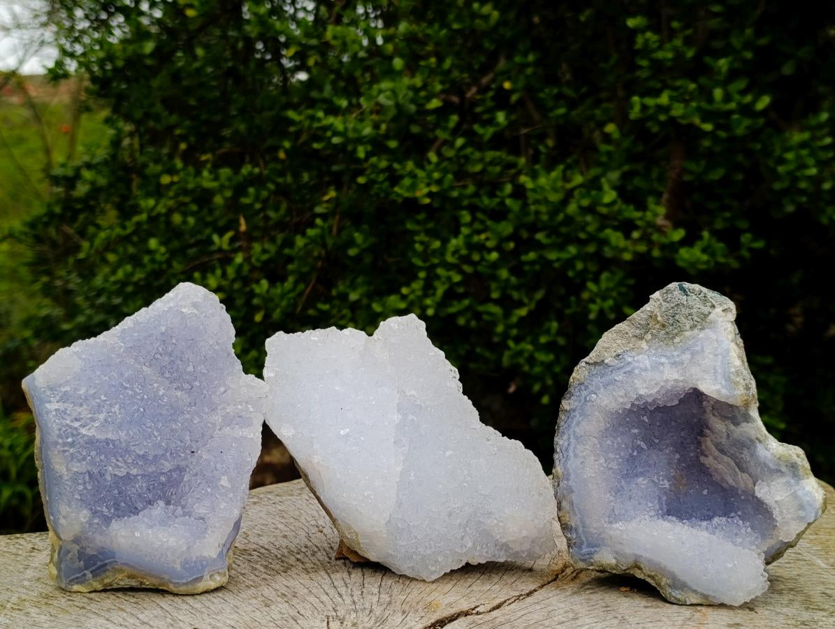 Natural Blue Lace Agate Specimens x 3 From Nsanje, Malawi - Toprock Gemstones and Minerals 