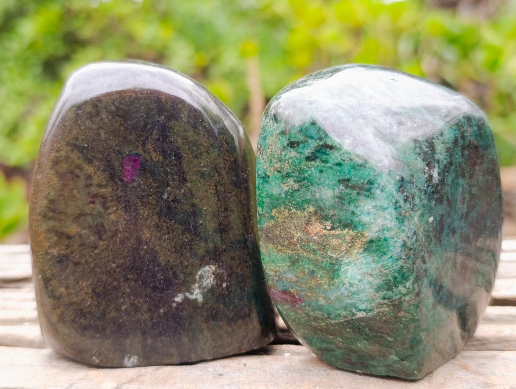 Polished Ruby Corundum In Chrome Verdite Standing Display Pieces x 6 From Mutoko, Zimbabwe - Toprock Gemstones and Minerals 