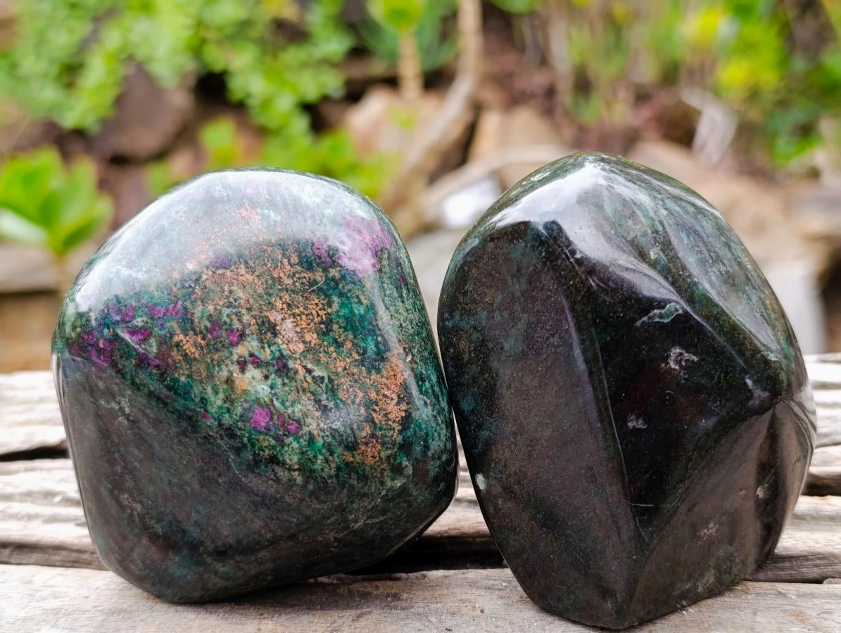 Polished Ruby Corundum In Chrome Verdite Standing Display Pieces x 6 From Mutoko, Zimbabwe - Toprock Gemstones and Minerals 