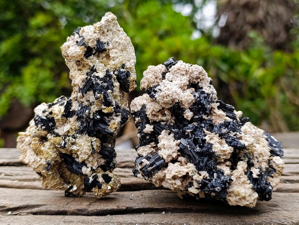 Natural Schorl Black Tourmaline with Vermiculite Mica x 6 From Erongo, Namibia - Toprock Gemstones and Minerals 