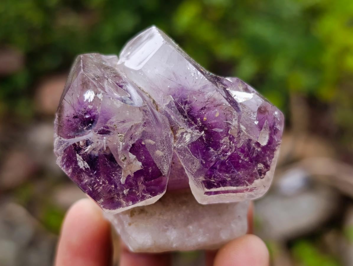 Polished Window Amethyst Crystals x 12 From Akansobe, Madagascar - Toprock Gemstones and Minerals 