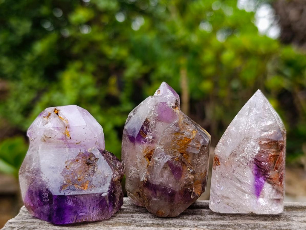 Polished Window Amethyst Crystals x 12 From Akansobe, Madagascar - Toprock Gemstones and Minerals 