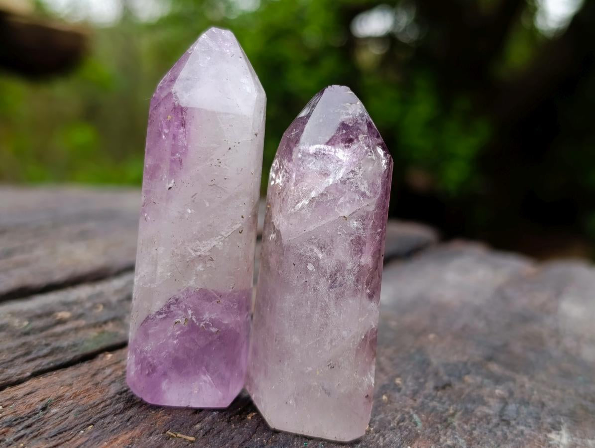 Polished Window Amethyst Crystals x 12 From Akansobe, Madagascar - Toprock Gemstones and Minerals 