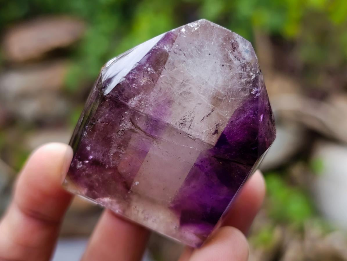 Polished Window Amethyst Crystals x 12 From Akansobe, Madagascar - Toprock Gemstones and Minerals 