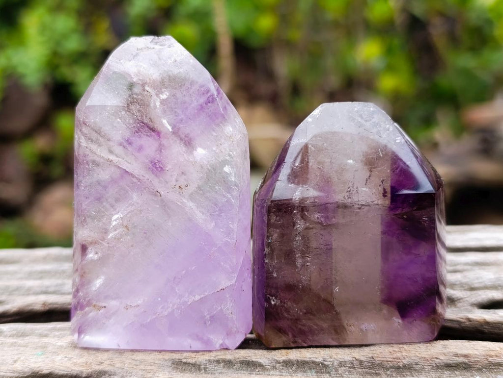 Polished Window Amethyst Crystals x 12 From Akansobe, Madagascar - Toprock Gemstones and Minerals 