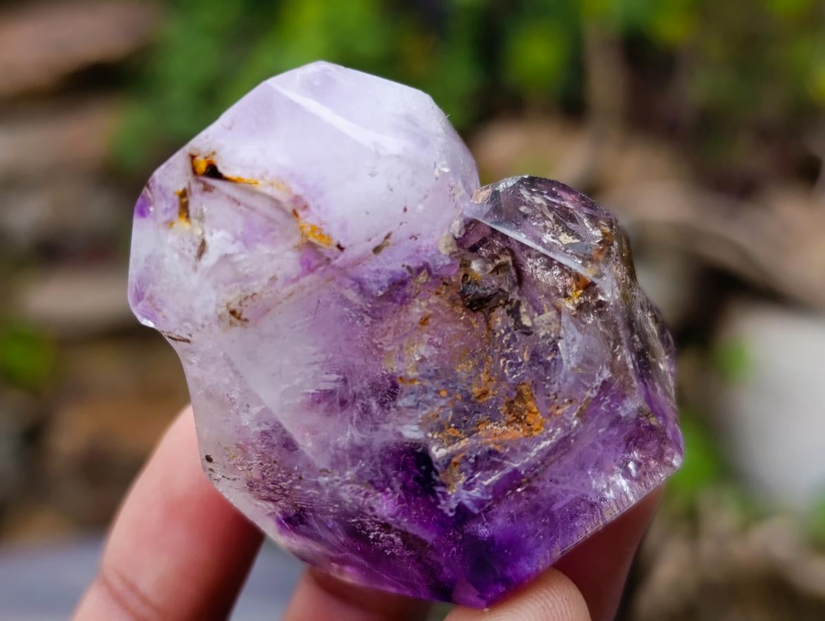 Polished Window Amethyst Crystals x 12 From Akansobe, Madagascar - Toprock Gemstones and Minerals 