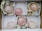 Polished Gemmy Star Rose Quartz Spheres x 6 From Madagascar - Toprock Gemstones and Minerals 