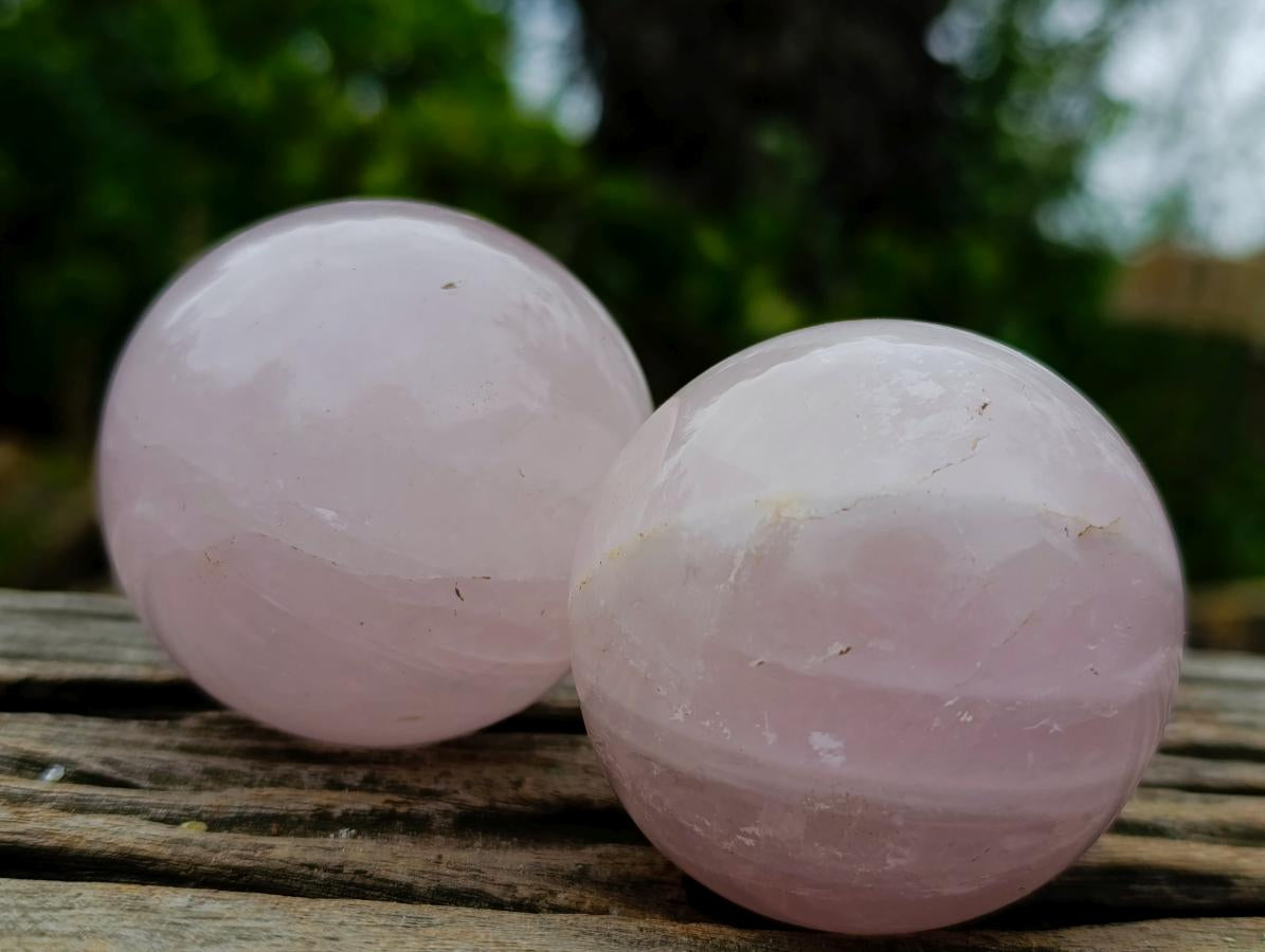 Polished Gemmy Star Rose Quartz Spheres x 6 From Madagascar - Toprock Gemstones and Minerals 