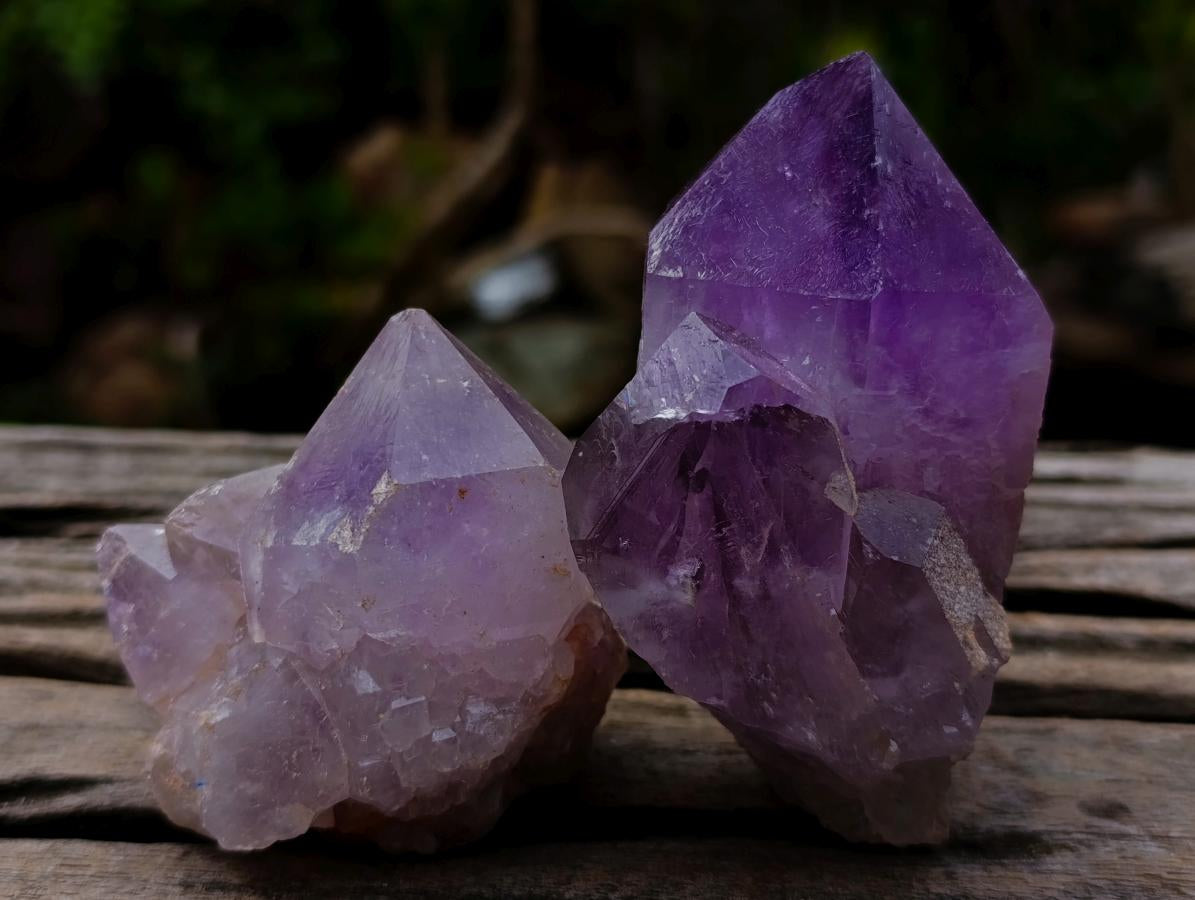 Natural Jacaranda Amethyst Crystals with Polished Terminations x 12 From Mumbwa, Zambia - Toprock Gemstones and Minerals 