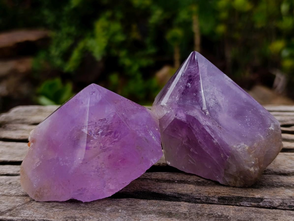 Natural Jacaranda Amethyst Crystals with Polished Terminations x 12 From Mumbwa, Zambia - Toprock Gemstones and Minerals 