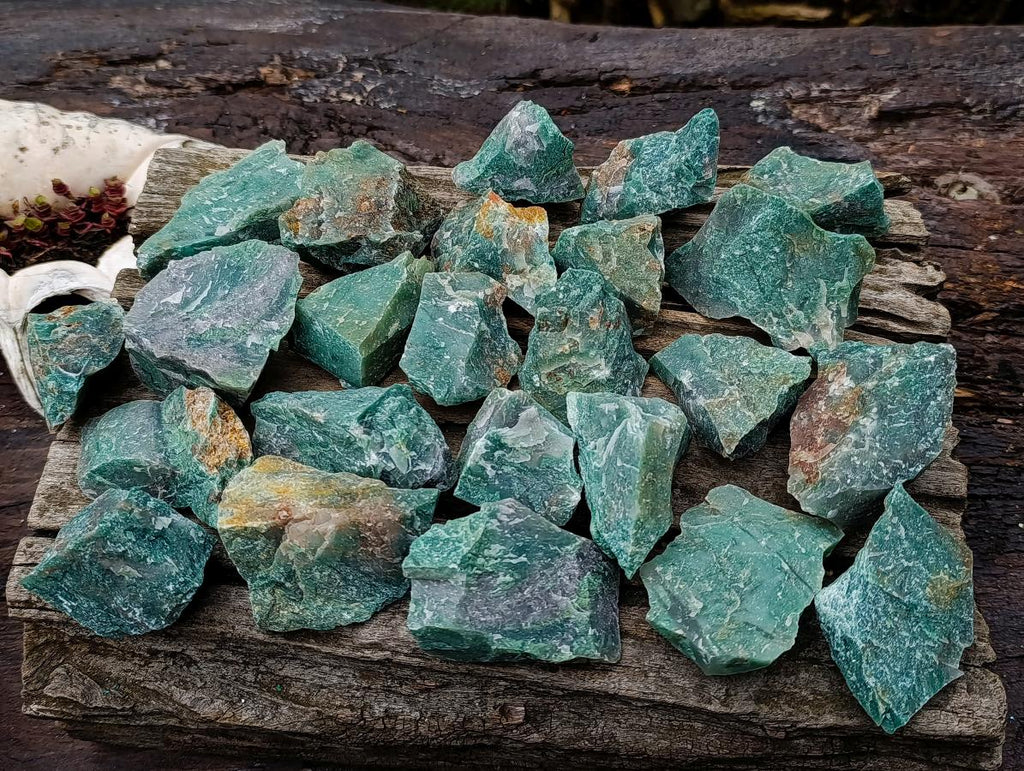 Natural Swazi Jade Cobbed Specimens x 24 From Swaziland - Toprock Gemstones and Minerals 
