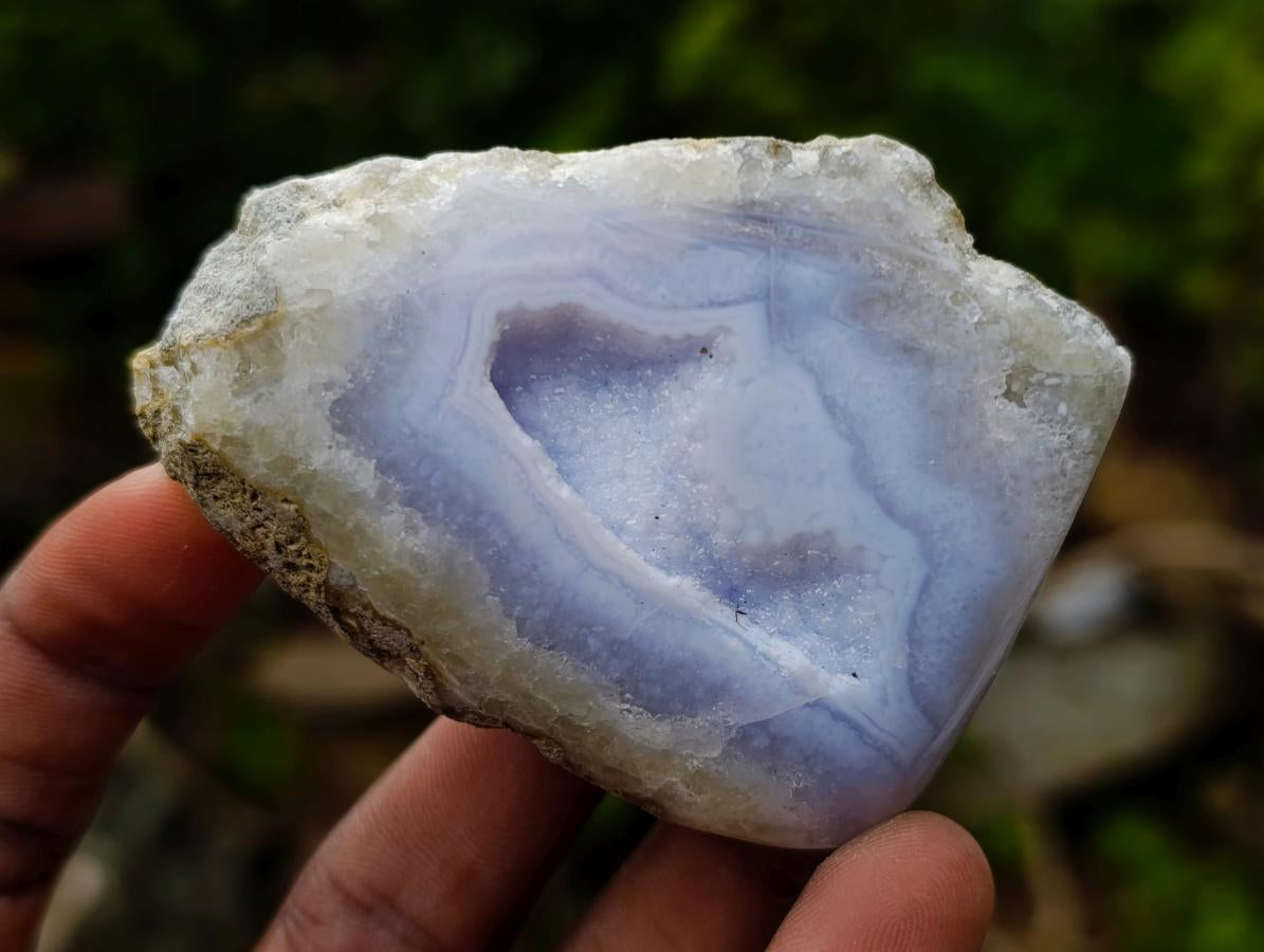 Polished One Side Blue Lace Agate Geodes x 15 From Nsanje, Malawi - Toprock Gemstones and Minerals 