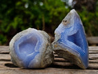 Polished One Side Blue Lace Agate Geodes x 15 From Nsanje, Malawi - Toprock Gemstones and Minerals 