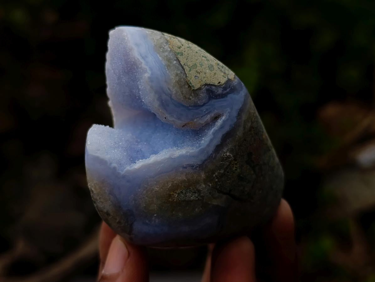 Polished and Natural Blue Lace Agate Standing Display Pieces x 6 From Nsanje, Malawi - Toprock Gemstones and Minerals 