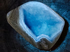 Polished and Natural Blue Lace Agate Standing Display Pieces x 6 From Nsanje, Malawi - Toprock Gemstones and Minerals 