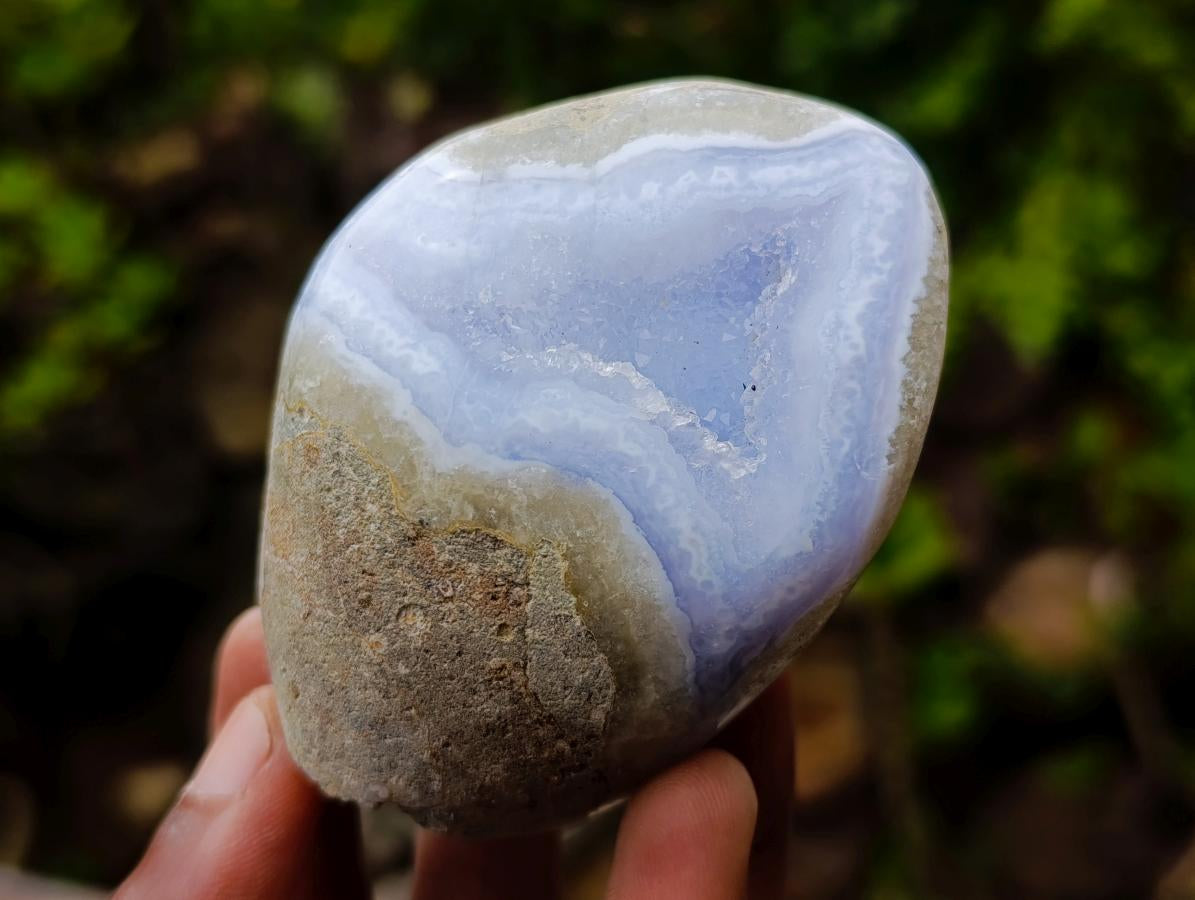 Polished and Natural Blue Lace Agate Standing Display Pieces x 6 From Nsanje, Malawi - Toprock Gemstones and Minerals 