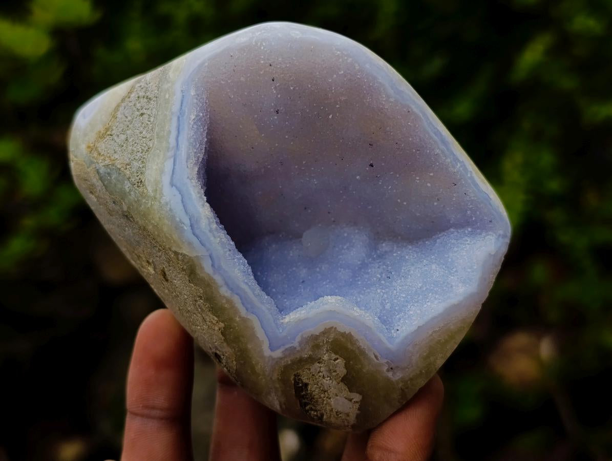 Polished and Natural Blue Lace Agate Standing Display Pieces x 6 From Nsanje, Malawi - Toprock Gemstones and Minerals 