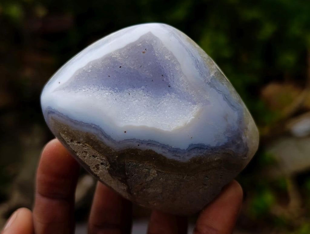 Polished and Natural Blue Lace Agate Standing Display Pieces x 6 From Nsanje, Malawi - Toprock Gemstones and Minerals 