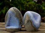 Polished and Natural Blue Lace Agate Standing Display Pieces x 6 From Nsanje, Malawi - Toprock Gemstones and Minerals 