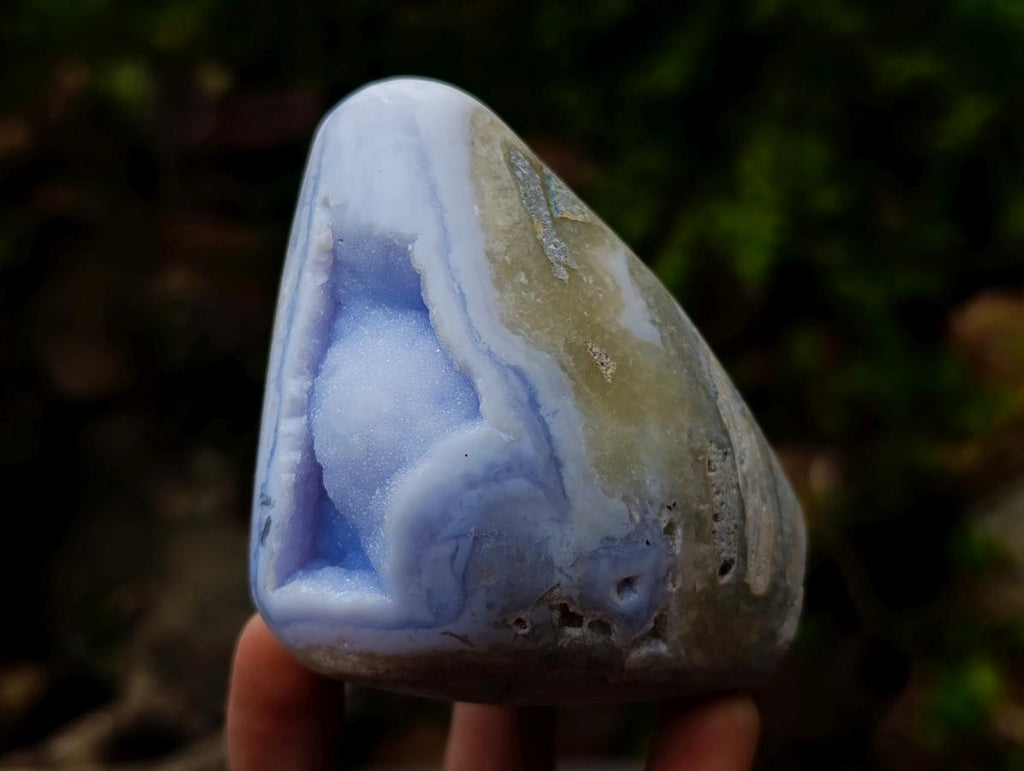 Polished and Natural Blue Lace Agate Standing Display Pieces x 6 From Nsanje, Malawi - Toprock Gemstones and Minerals 