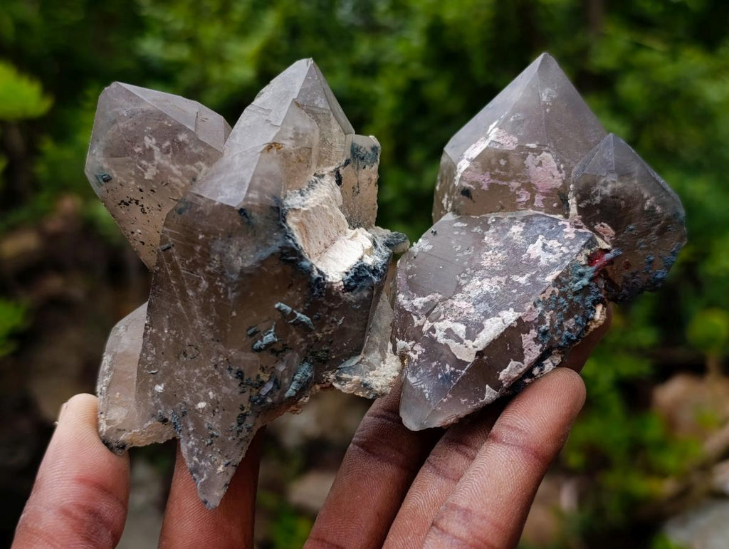 Natural Smokey Quartz Crystals with Foitite and Hyalite Opal x 6 From Erongo, Namibia - Toprock Gemstones and Minerals 