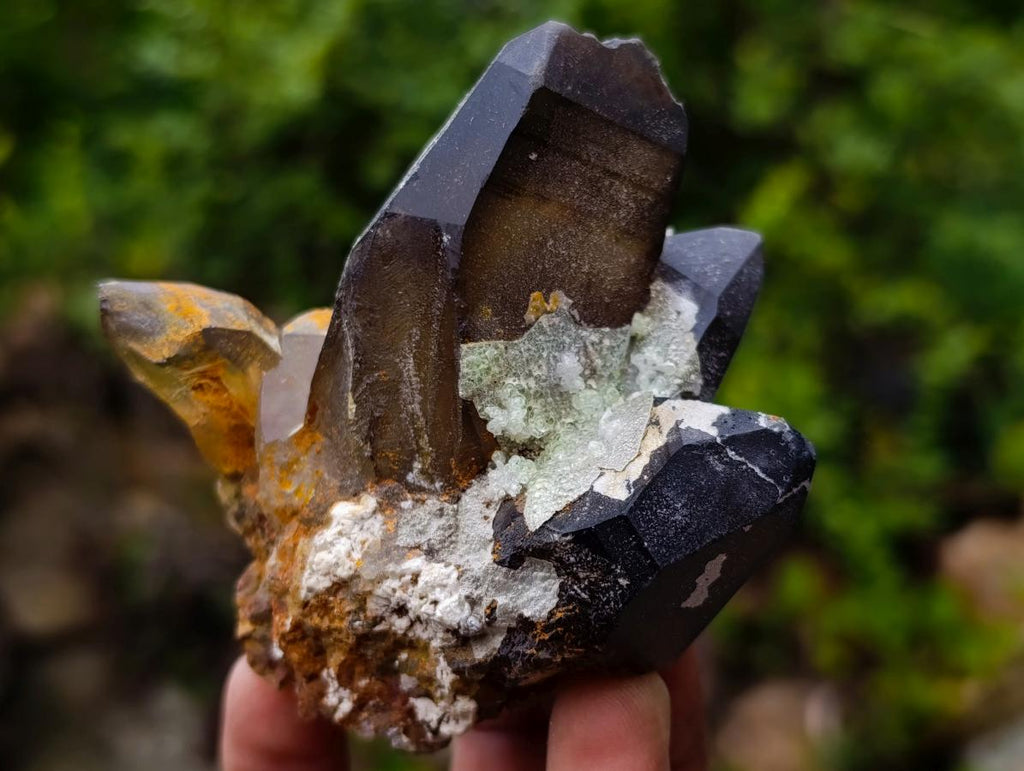 Natural Smokey Quartz Crystals with Foitite and Hyalite Opal x 6 From Erongo, Namibia - Toprock Gemstones and Minerals 