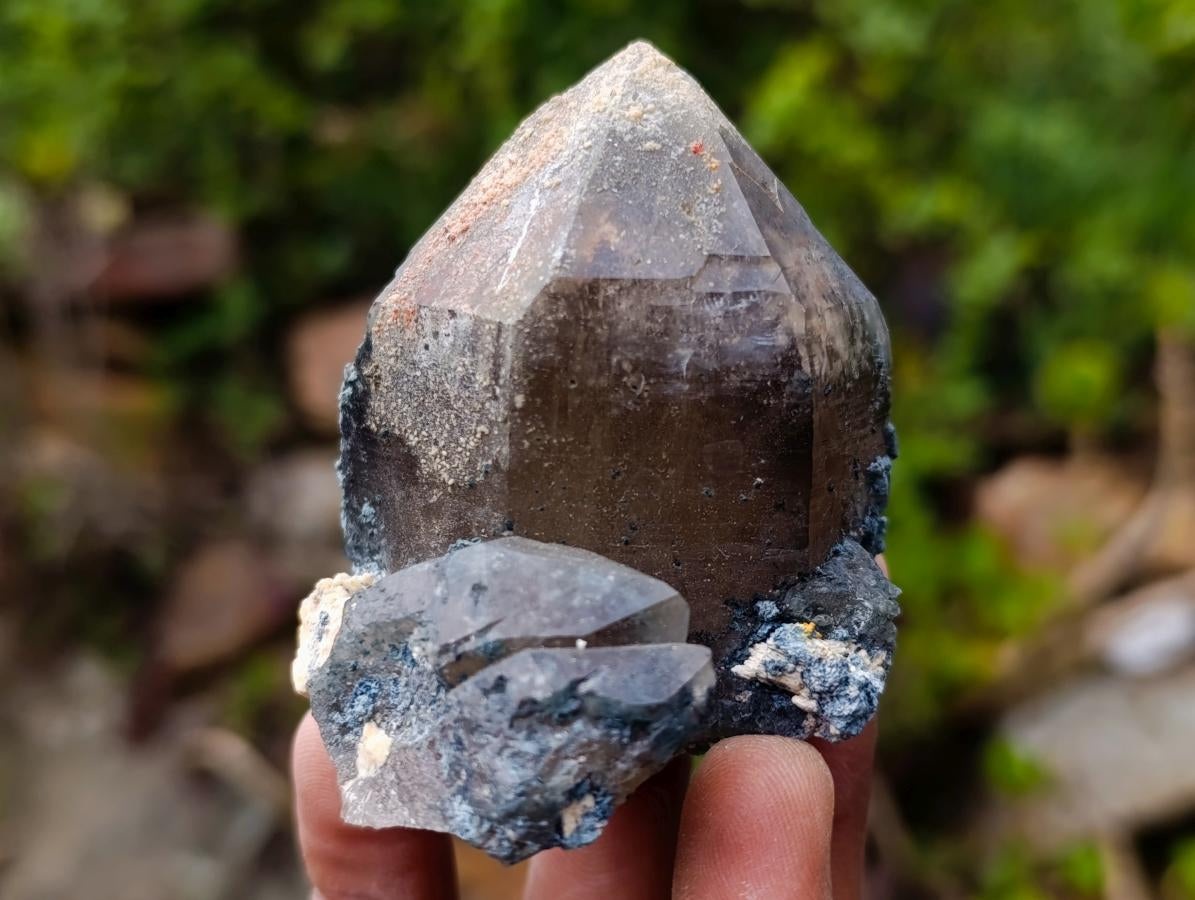Natural Smokey Quartz Crystals with Foitite and Hyalite Opal x 6 From Erongo, Namibia - Toprock Gemstones and Minerals 