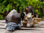 Natural Smokey Quartz Crystals with Foitite and Hyalite Opal x 6 From Erongo, Namibia - Toprock Gemstones and Minerals 