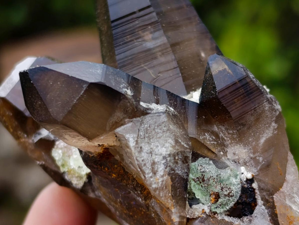 Natural Smokey Quartz Crystals with Foitite and Hyalite Opal x 6 From Erongo, Namibia - Toprock Gemstones and Minerals 