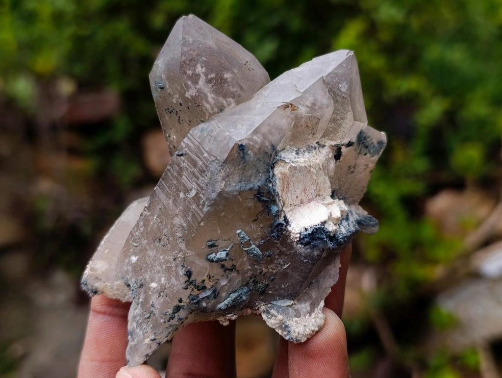 Natural Smokey Quartz Crystals with Foitite and Hyalite Opal x 6 From Erongo, Namibia - Toprock Gemstones and Minerals 