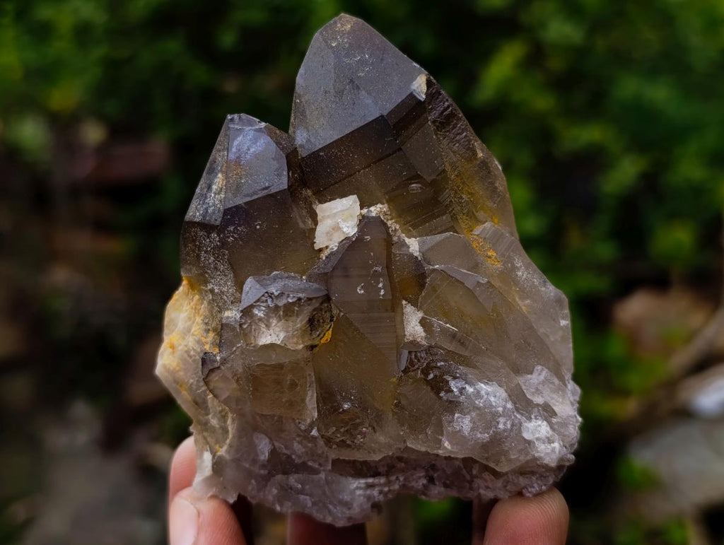 Natural Smokey Quartz Crystals with Foitite and Hyalite Opal x 6 From Erongo, Namibia - Toprock Gemstones and Minerals 