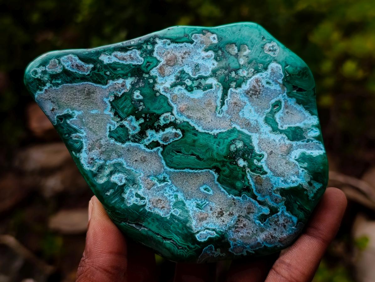 Polished Flower Banded Malachite Free Forms x 2 From Congo - Toprock Gemstones and Minerals 