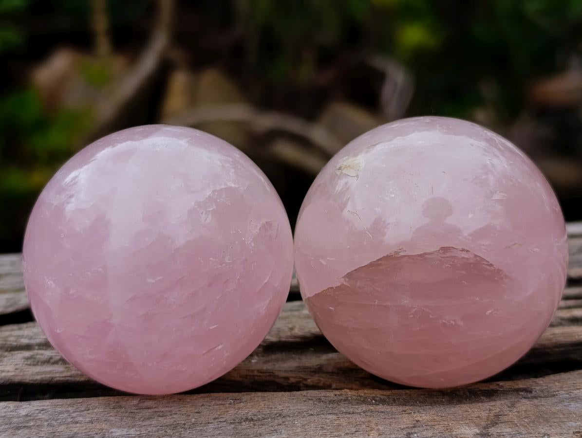 Polished Gemmy Rose Quartz Spheres x 12 From Madagascar - Toprock Gemstones and Minerals 