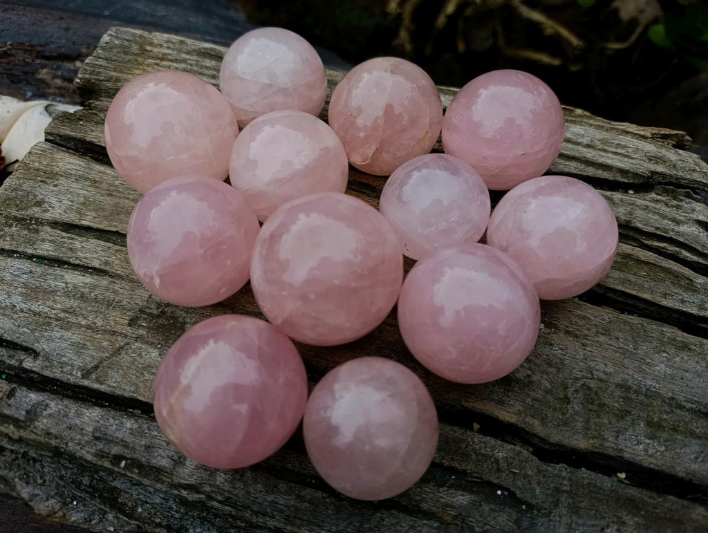 Polished Gemmy Rose Quartz Spheres x 12 From Madagascar - Toprock Gemstones and Minerals 