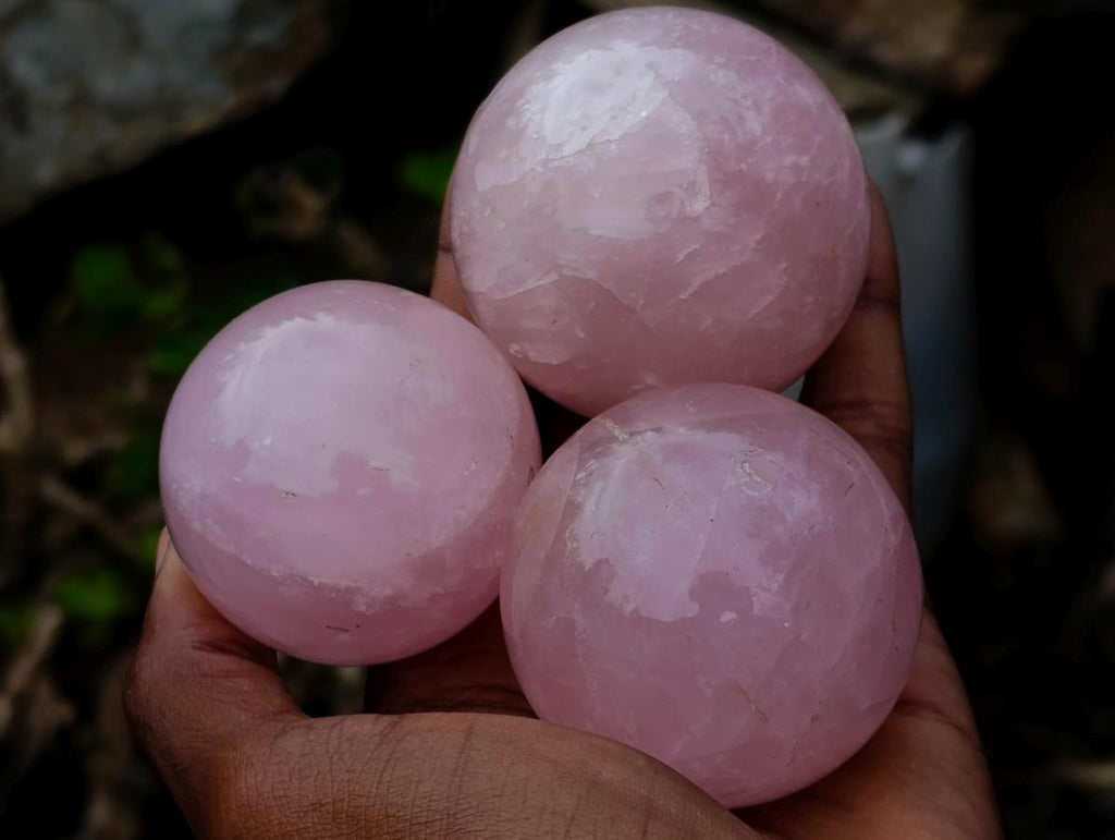 Polished Gemmy Rose Quartz Spheres x 12 From Madagascar - Toprock Gemstones and Minerals 