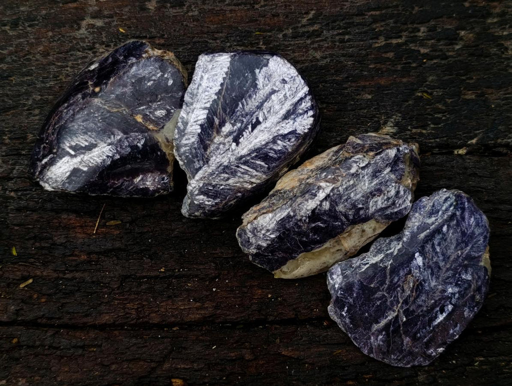 Polished One Side Silver Leaf Lepidolite Slices x 24 From Zimbabwe - Toprock Gemstones and Minerals 