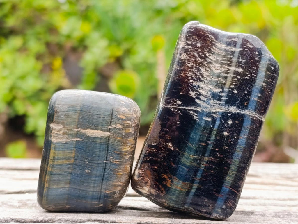 Polished Blue, Red and Gold Tigers Eye Tumbled Sliced x 24 From Prieska, South Africa - Toprock Gemstones and Minerals 