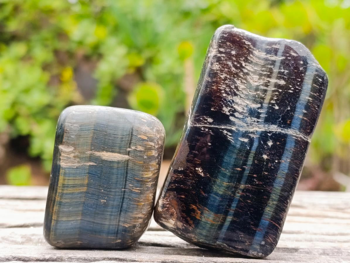 Polished Blue, Red and Gold Tigers Eye Tumbled Sliced x 24 From Prieska, South Africa - Toprock Gemstones and Minerals 