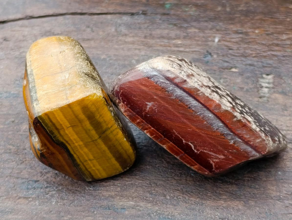 Polished Blue, Red and Gold Tigers Eye Tumbled Sliced x 24 From Prieska, South Africa - Toprock Gemstones and Minerals 
