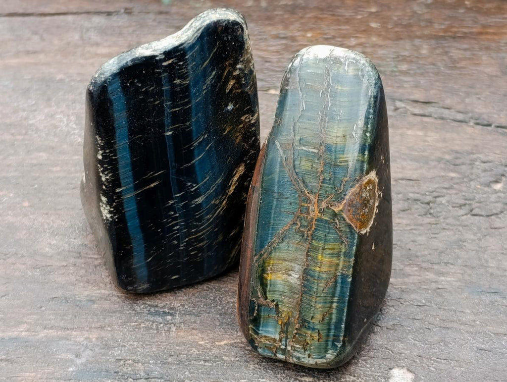 Polished Blue, Red and Gold Tigers Eye Tumbled Sliced x 24 From Prieska, South Africa - Toprock Gemstones and Minerals 