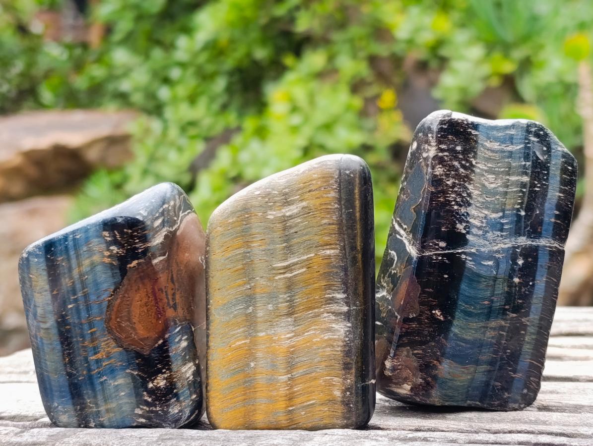Polished Blue, Red and Gold Tigers Eye Tumbled Sliced x 24 From Prieska, South Africa - Toprock Gemstones and Minerals 