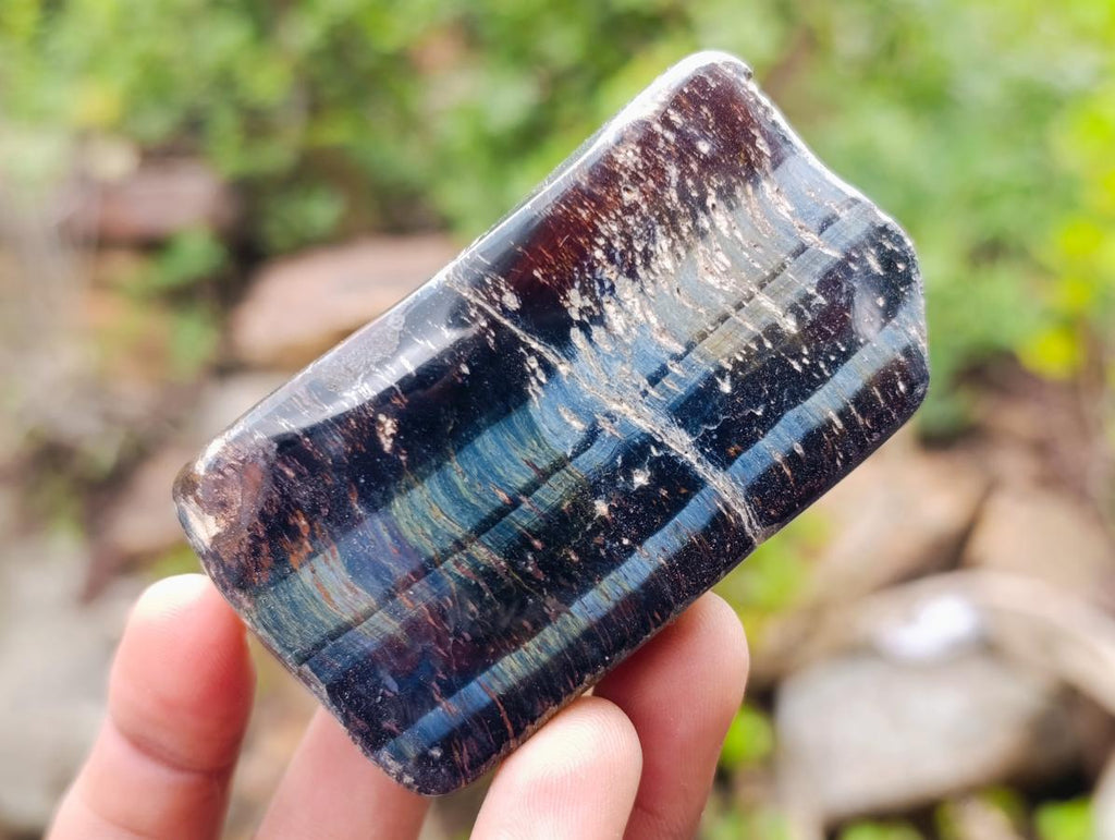 Polished Blue, Red and Gold Tigers Eye Tumbled Sliced x 24 From Prieska, South Africa - Toprock Gemstones and Minerals 