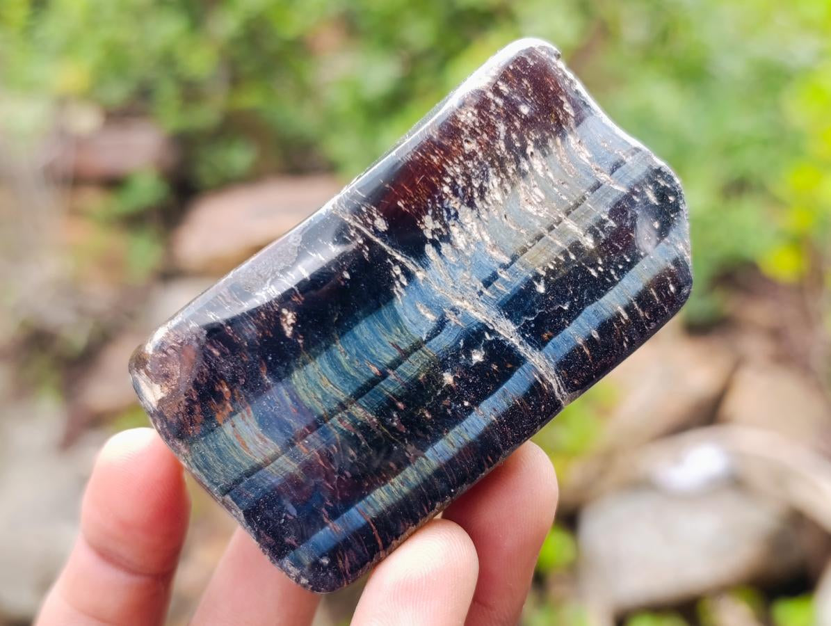 Polished Blue, Red and Gold Tigers Eye Tumbled Sliced x 24 From Prieska, South Africa - Toprock Gemstones and Minerals 