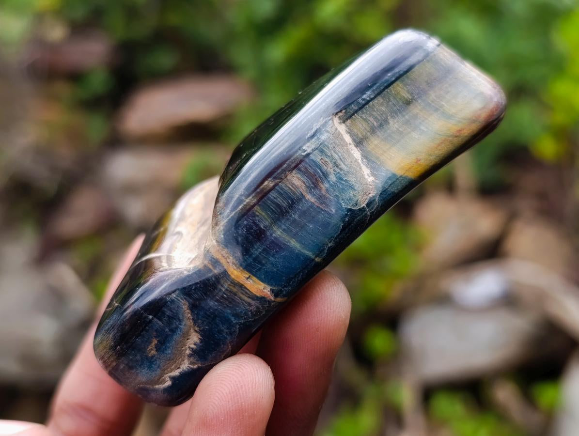 Polished Blue, Red and Gold Tigers Eye Tumbled Sliced x 24 From Prieska, South Africa - Toprock Gemstones and Minerals 