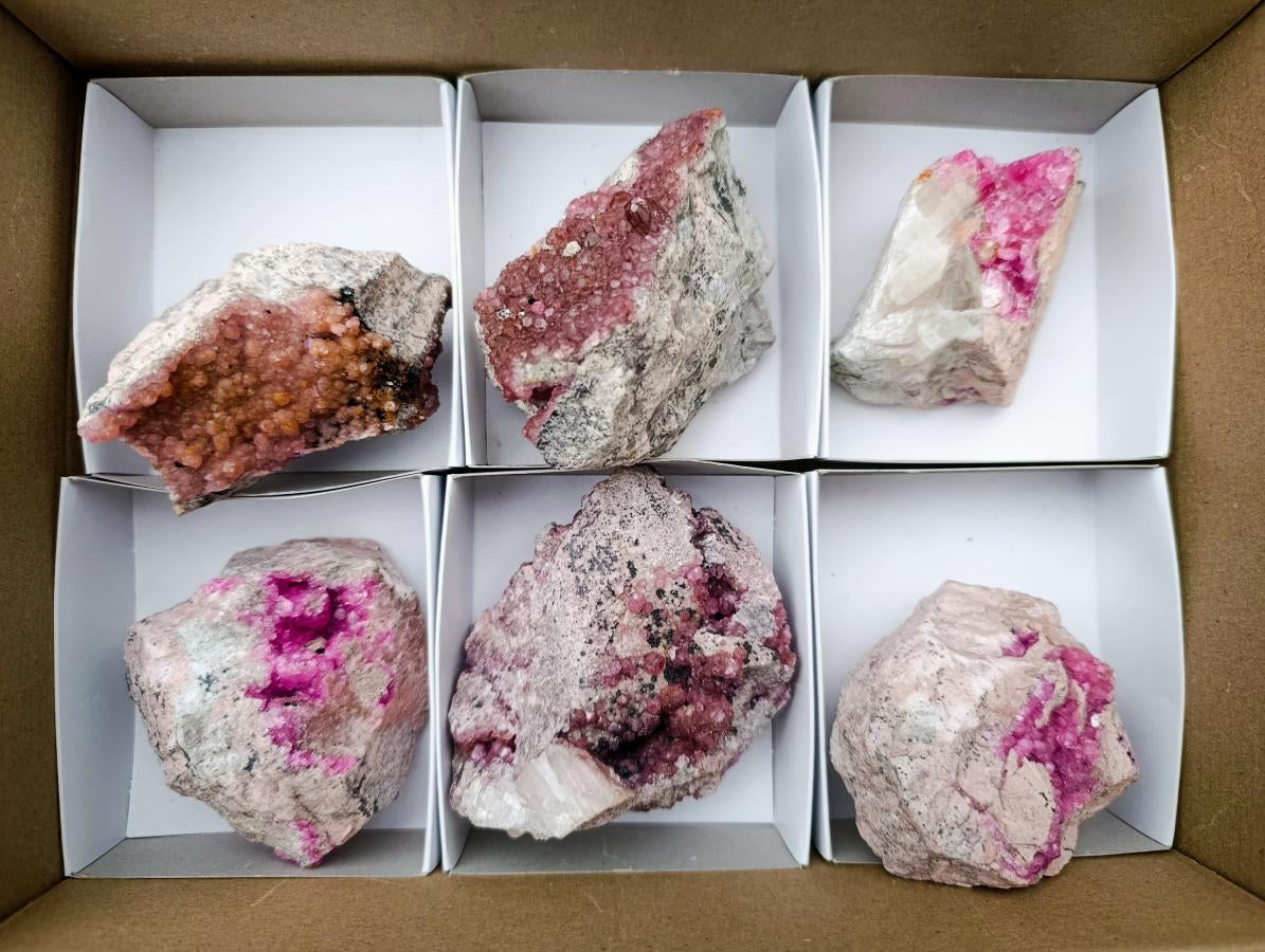 Natural Spherocobaltite Specimens x 6 From Mashamba West Mine, Congo - Toprock Gemstones and Minerals 