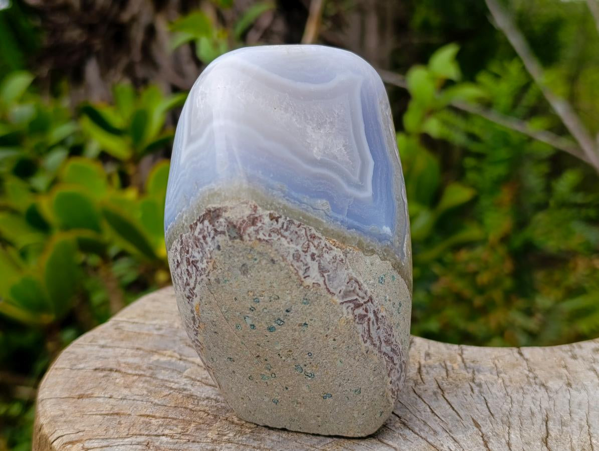 Polished Blue Lace Agate Standing Display Pieces x 2 From Nsanje, Malawi - Toprock Gemstones and Minerals 