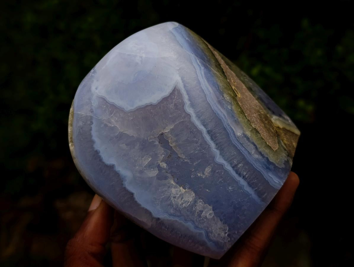 Polished Blue Lace Agate Standing Display Pieces x 2 From Nsanje, Malawi - Toprock Gemstones and Minerals 