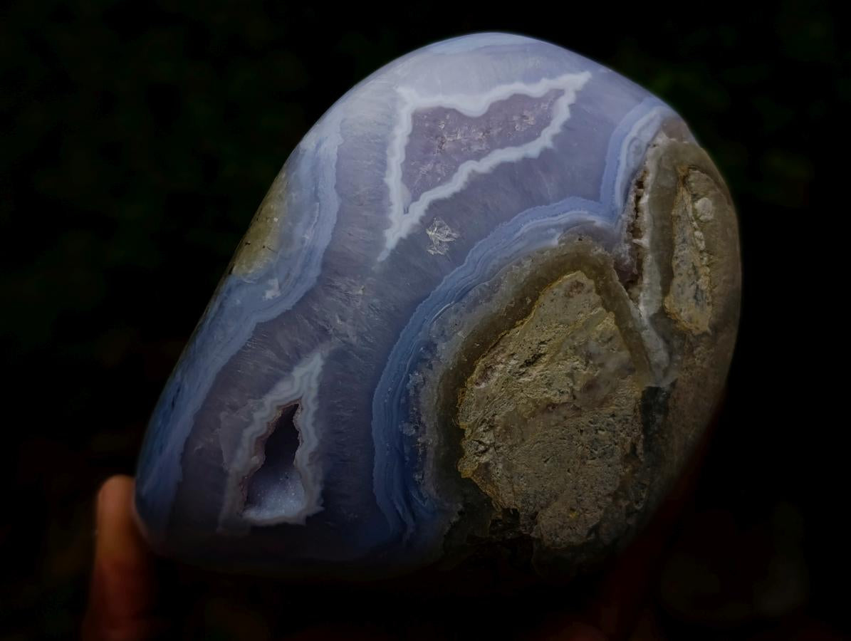 Polished Blue Lace Agate Standing Display Pieces x 2 From Nsanje, Malawi - Toprock Gemstones and Minerals 