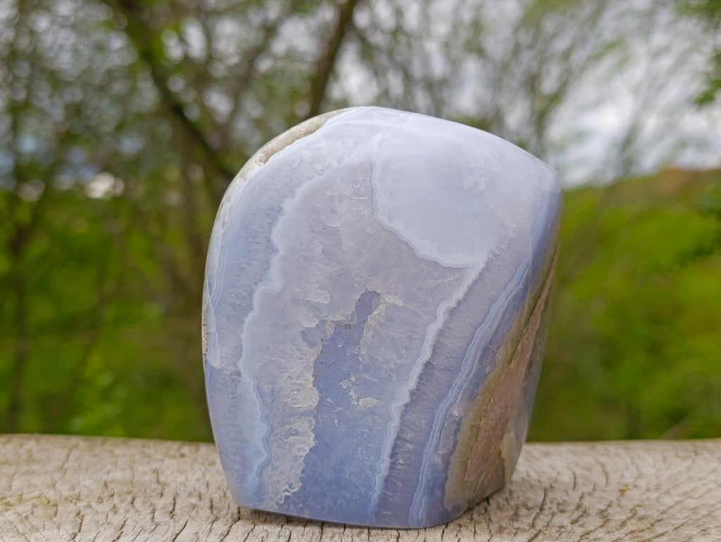 Polished Blue Lace Agate Standing Display Pieces x 2 From Nsanje, Malawi - Toprock Gemstones and Minerals 