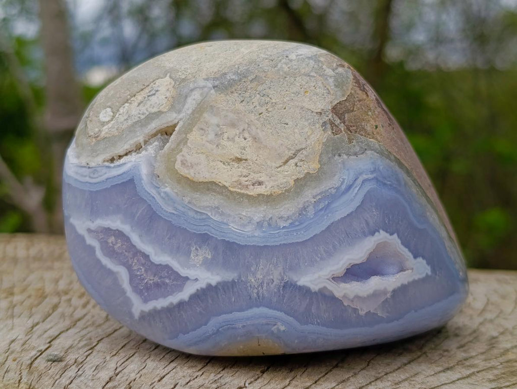 Polished Blue Lace Agate Standing Display Pieces x 2 From Nsanje, Malawi - Toprock Gemstones and Minerals 